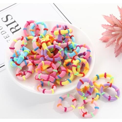 50pc/lot Kids Candy Color Hair Rope Elastic Scrunchie Hair Bands Mini Hair Rings Rubber Band for Girls Princess Hair Accessories