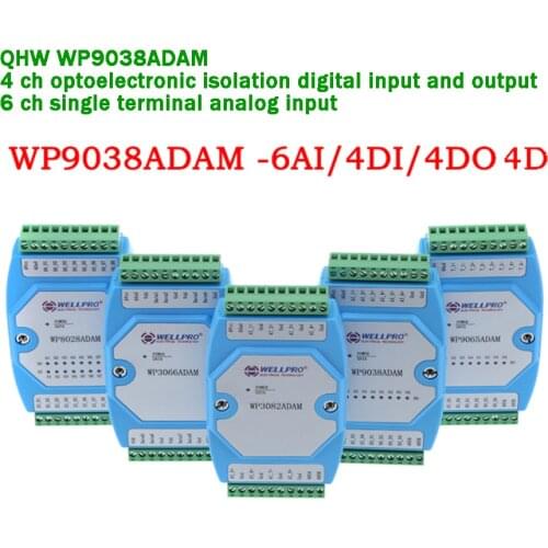 6ch terminal Analog input/4ch Optoelectronic digital input/output module with RS485 Modbus RTU communication for data collection