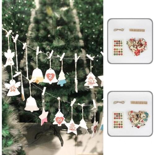 6 Styles 1 Set Excellent Countdown Calendar Christmas Decorations Portable Wooden Ornaments No Rough Edge for Household