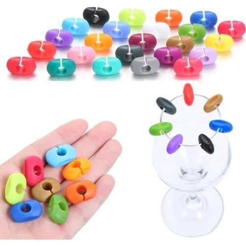 8/12/24 Colorful Silicone Red Wine Glass Marker Creative Drinking Glass Identification Tag Cup Labels Bar Party Wedding Supplies