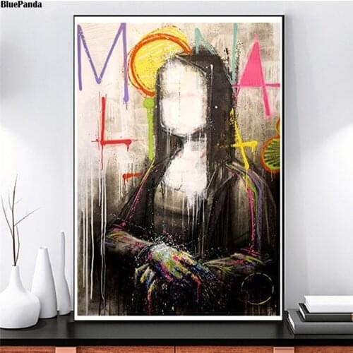 Abstract Mona Lisa Paintings Colorful Graffiti Nordic Style Wall Art Canvas Poster Print Picture For Living Room Home Decor