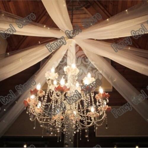 White 0.45m x10m Wedding Ceiling Drapes & Swag for Wedding Events and Party Decoration party ceiling drapery 10pcs/lot