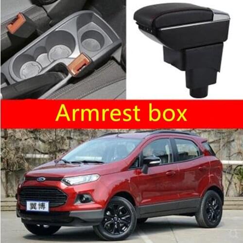Centre Console Arm Rest Rotatable For Ford Ecosport 2013-2018 Storage Box Armrest +USB 2014 2015 2016