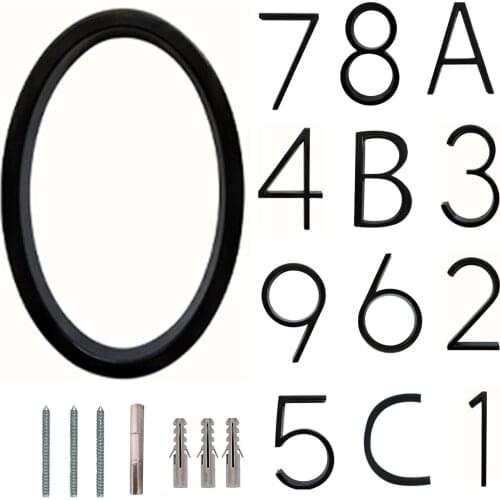 1PCS Black Glossy Door Number Sticker Self Adhesive House Number Sign for Apartment Hotel Office Room Address Number Door Plate