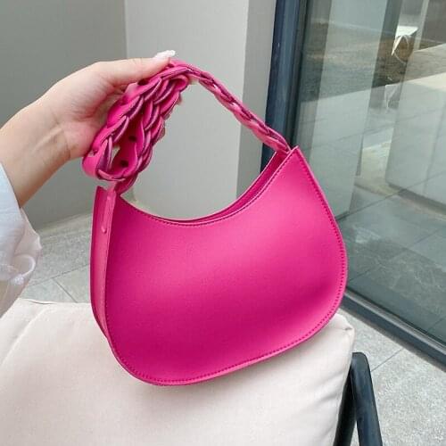 Designer Handbags 2021 New Shoulder Bag Fashion Exquisite Candy Color Leather Underarm Bag Pu Semicircle Bag Shopping Purse Hobo