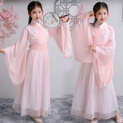 Chinese Folk Dance Girls Dance Costume Childrens classical dance performance costume hanfu eastqueen chinese traditional women