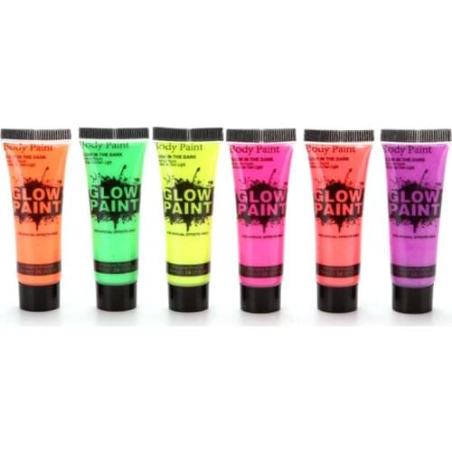 6 pcs Body Paint Pigments Facial Neon Fluorescent Party Festival Halloween Cosplay Makeup Kids Face Paint UV Glow Painting