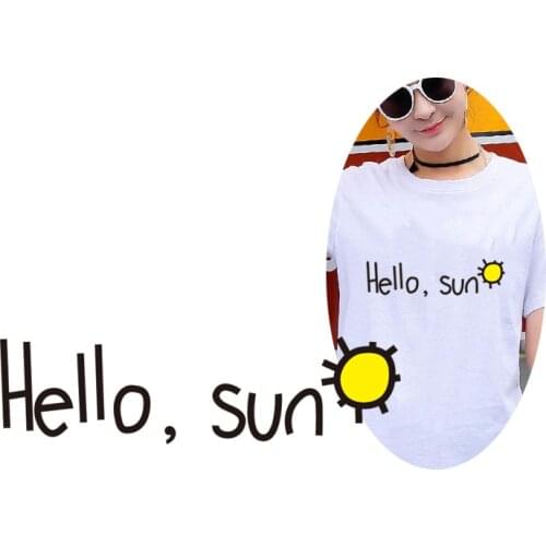 Summer Style Patch Iron On Transfer For Clothing Hello Sun Thermo Sticker On Clothes Fruit Applique Thermal Transfer For Clothes