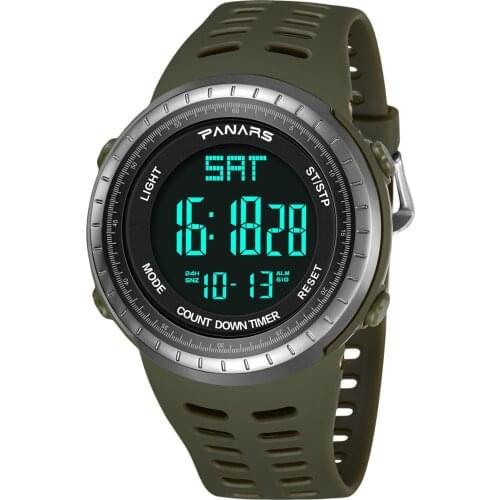 RGTOPONE Mens Digital Watch Waterproof Alarm Wrist Electronic Clock Sport Outdoor Army Green Wristwatches Relogio Masculino