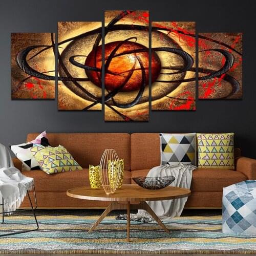 Five Piece Set of Chinese Style Wall Art Print Canvas Painting Abstract Chinese Painting Living Room Home Decor Poster Frameless