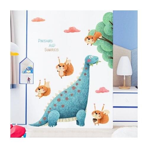 Cartoon Dinosaur Wall Stickers Childrens Wallpaper Room Layout Nursery Background Wall Painting Wall Decoration Kids Room Decor