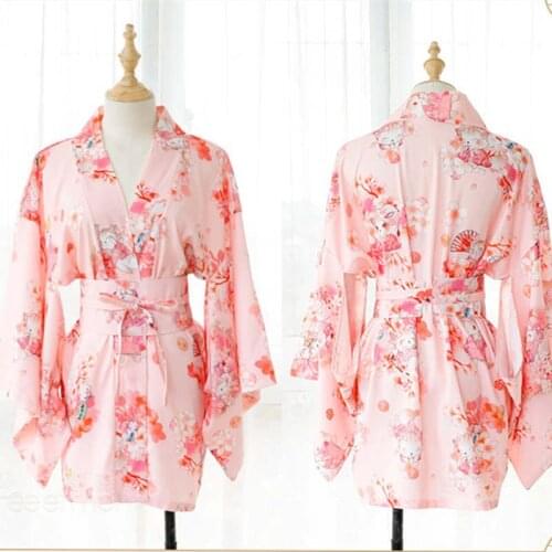 2020 new sexy temptation Japanese style pink flower female kimono suit adult game clothes sexy lingerie