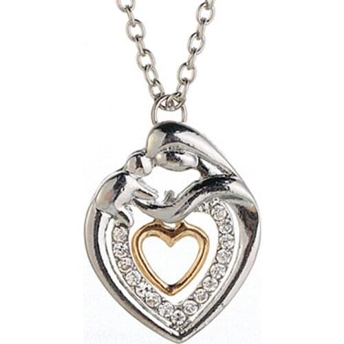 New Hot Fashion Magazine Design Mom Necklace Double Heart Rhinestone Pendant High Quality Necklace For Women Charms 12pcs/lot