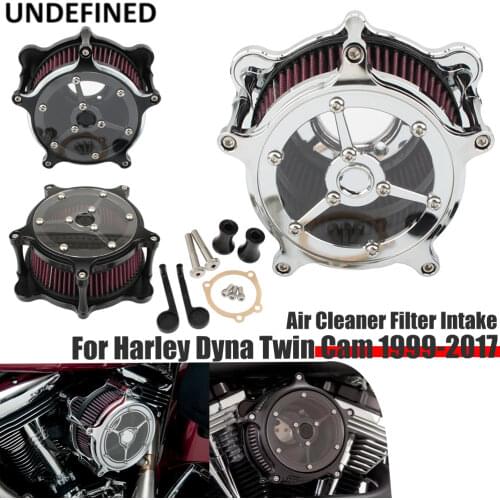 Chrome Motorcycle Air Filter Cleaner Intake System for Harley Dyna Twin Cam 99-17 Touring Road King Electra Street Glide Softail
