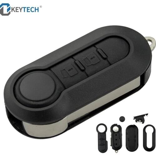 OkeyTech 2 Buttons For Fiat 500 Punto Ducato Stilo Panda Flip Remote Key Case Shell Cover Housing Car Alarm Keyless Entry Fob