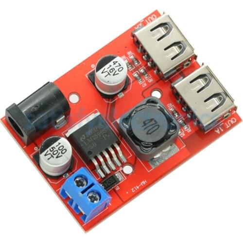LM2596S LM2596 Dual USB DC-DC 9V 12V 24V 36V to 5V 3A Step Down Buck Converter Board Car Charger Solar Power Supply Module