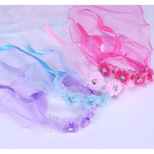 Flower Headband Veil Children Kids Hairband Headwear Wedding Bridal Flower Girls Hair Halloween Christmas