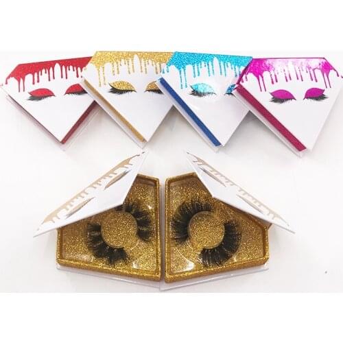 Empty Magnetic Box Diamond Shape Pink Box without Lashes for 3D Mink Eyelashes