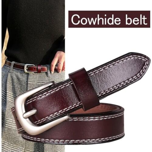 DINISITON belt women trendy genuine leather belts for woman luxury High Quality Brand Casual Strap Fancy Vintage for Jeans