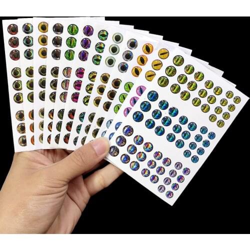 Fishing Lure Eyes 828pcs Assorted Mixed Color Fly Fishing 3D Simulation Artificial Laser Fish Eyes 7mm 8mm 9mm 10mm