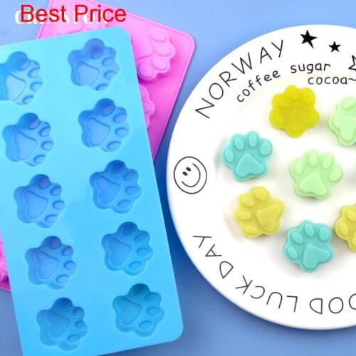 200Pcs/Lot 10 Cartoon Cat Paw Bear Paw Silicone Chocolate Mold Easy Demoulding High Temperature Resistant Household DIY