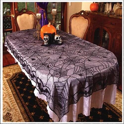 Halloween Runner Table Flag Fireplace Lace Knitted Spider Web Tablecloth Table Mantle Home Kitchen Party Supply