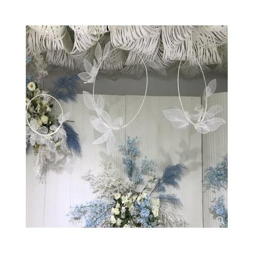 Wedding ceiling decoration iron art single tube silk flower ring frame background arch round flower frame single pole props