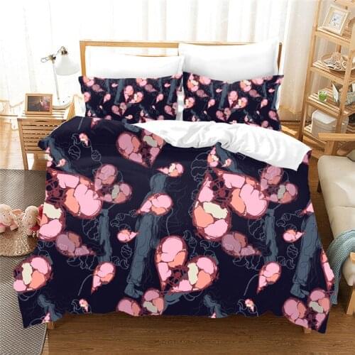 Comfortable black bedding set AU Queen size Heart-shaped pattern duvet cover set 3D Bedclothes king size Quilt cover Bed line