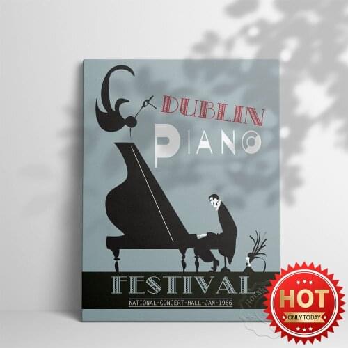 Vintage Art, Piano Performance Prints Poster, Dublin National Concert Hall Wall Art, Piano Print Art, Retro Art Wall Picture