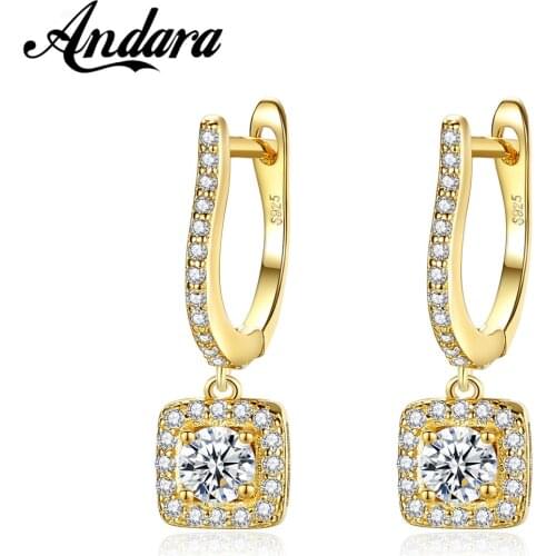 High Jewelry S925 Sterling Silver Stud Earrings Inlaid Zircon Square Earrings For WomenS Charm Jewelry Gifts