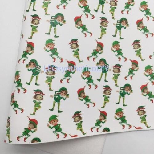 1PC 21X29CM Elf Printed Synthetic Leather Fabric Leather Sheets, PU Leather For Making Bows LEOsyntheticoDIY 6S22B
