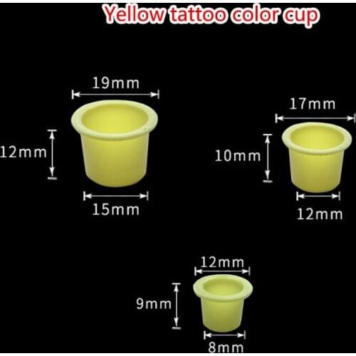 100/500PCS Plastic Yellow Large Medium SmaL Tattoos Color Cup Accessories Number Permanent Makeup Tattoo Ink Cups Pigment Caps