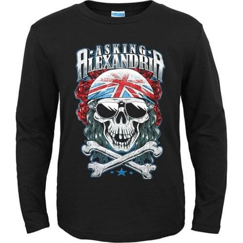17 Designs Asking Alexandria Rock Band Demon Skull Punk Men Women Full Long Sleeves Shirt Metal Tee Fitness Rocker