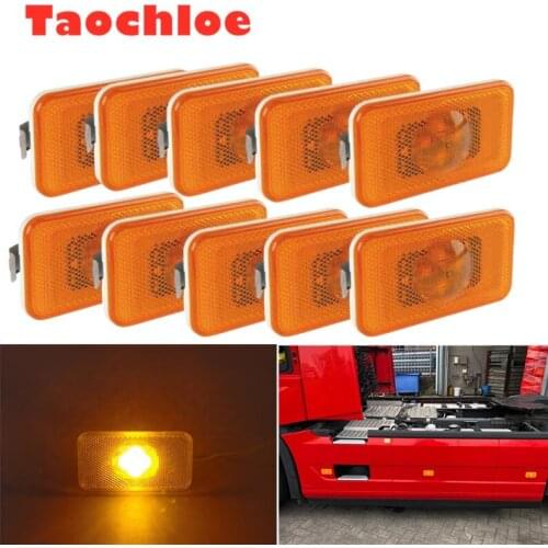10X 24v Yellow Led Reflector Side marker lamp truck warning light led Trailer Light Bus lorry 120*45mm Amber Emark for Volvo