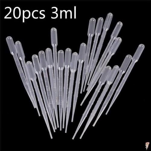 20PCS Transfer Pipettes 3ml Plastic Transparent Pipettes Disposable Safe Eye Dropper Transfer Graduated Pipettes Lab Supplies