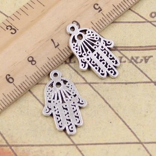 25pcs Charms Hamsa Hand Protection Fatima Palm 24x15mm Antique Silver Color Pendants Making DIY Handmade Tibetan Finding