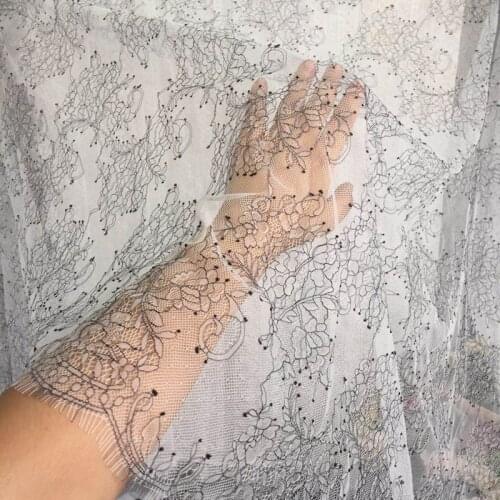 3 meters long black gauze two-color embroidered eyelashes lace mesh cloth clothing dress bottoming shirt fabric