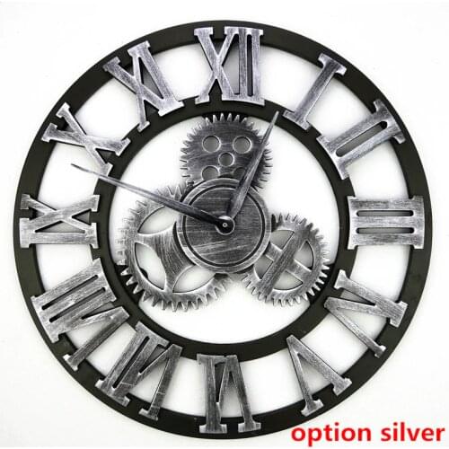3D wall clock oversized retro rustic clock decorative luxury art big gear wooden large wall clock on the wall handmade 20 inche