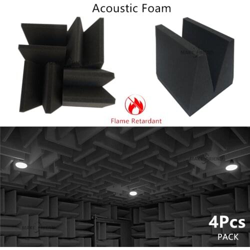 4Pcs 20x20x20cm Studio Acoustic Foam Soundproof Sponge KTV Drum Room Absorption Treatment Foam High Density Flame Retardant