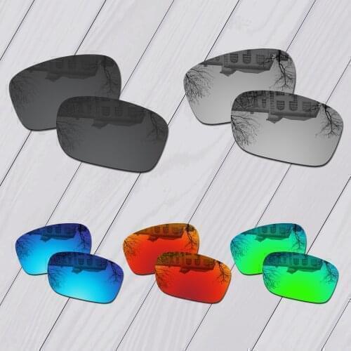E.O.S 5 Pairs Black & Silver & Ice Blue & Fire Red & Green Polarized Replacement Lenses for Oakley Badman OO6020 Sunglasses