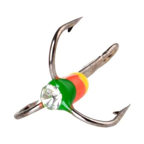 5PCS New Durable High Carbon Steel Winter Ice Fishing Hooks Overturned Barbed Trebles Hooks with Diamond Eye Fishing Tackle