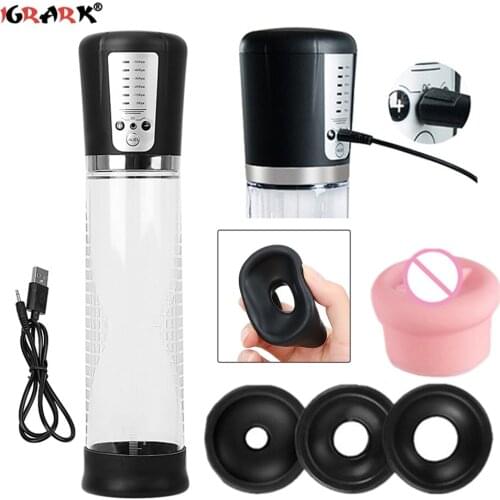 Automatic Electric Penis Pump USB Rechargeable Vacuum Pump Powerful Cock Enlargement Extender Sex Toys for Men Adult Products