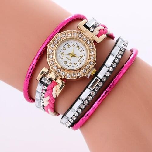 New Hot Sale New Fashion Luxury Quartz Watch Ladies Bracelet Watches Women Wrap Around PU Leather Gift Chain