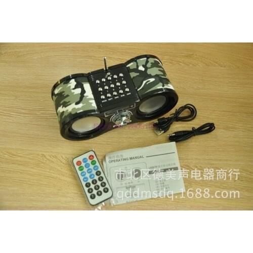 By dhl 10pcs Camouflage Stereo FM Radio USB/TF Card with Speaker MP3 Music Player with Remote Control Receiver Radio Recorder