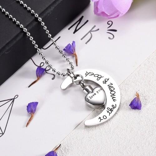 CMJ9497 I Love you to the moon and back Keepsake Jewelry Urn Necklace Charm Pendant Memorial Jewlery for Loved one