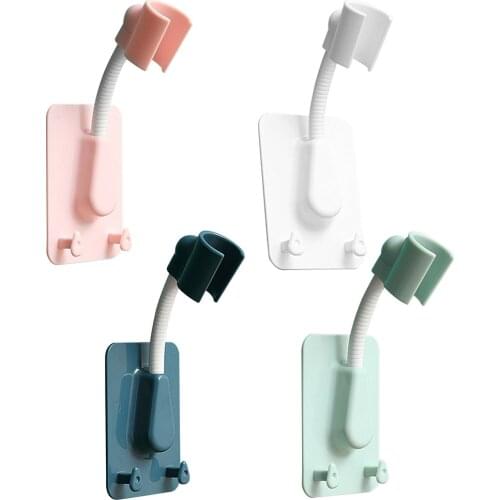 Shower Head Holder Flexible 360 Degree Adjustable Adhesive Shower Head Wall Mount Holder for Hand Held Shower Head