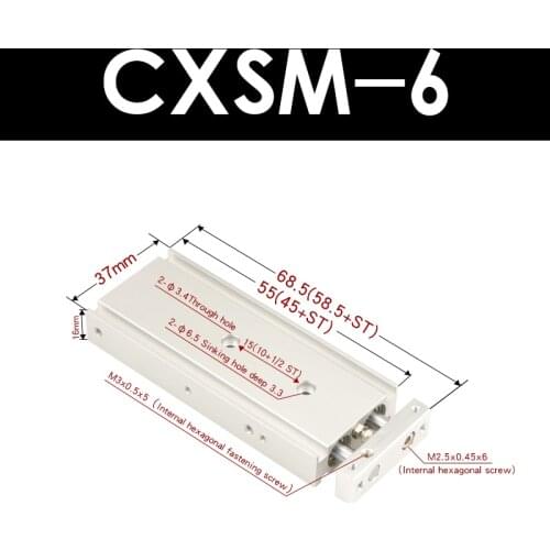 Double pole biaxial cylinder CXSM6 10/15/20/25/30/35/40/45/50 s small bore with magnetic set-top cylinder CXSM6-20 CXSM6-30