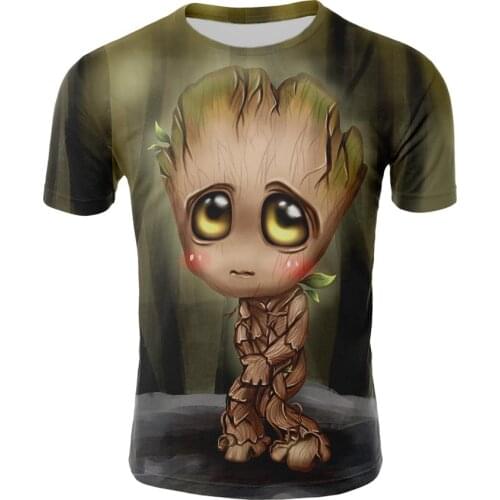 Movie Guardians of the Galaxy T-shirt Summer New Mens 3D Printing Cartoon Cute Kids T-shirt Groot Flower Pot Groot 3D T-shirt