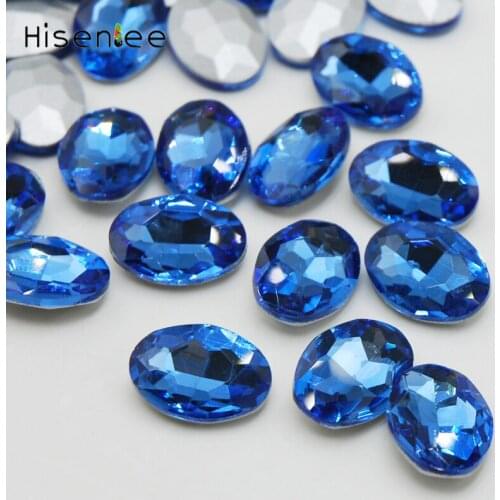 Hisenlee All Sizes Light Blue Pointback Glass Crystal Rhinestones Stones Strass Nail Art For Evening Dress Jewelry DIY Gem Art