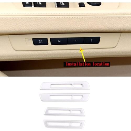 ABS Chrome Seat Memory Button Frame Car Styling Decorate Cover 4 Piece Trim For 09-14 BMW 7 Series 730Li / 740Li / 750Li / 760Li